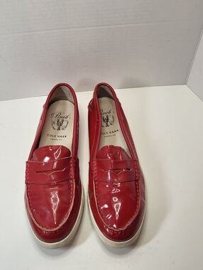 Cole Haan Pinch Maine Classic Red Patent Leather Penny Loafers Size 9.5